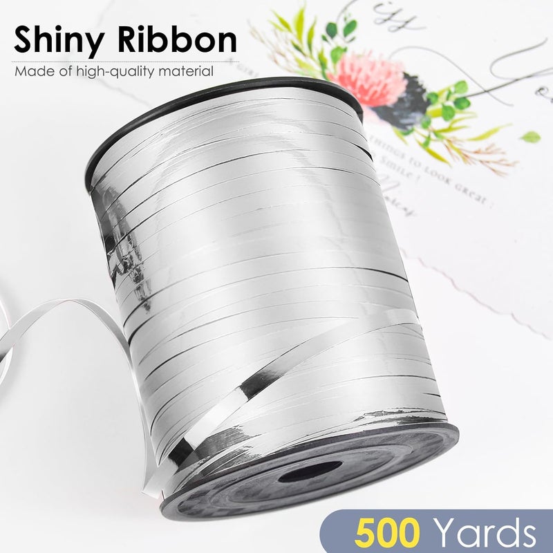 VISPAD Silver Metallic Ribbon - 500 Yard Iridescent Crimped Ribbon for Crafts, Gift Wrapping, Balloons, Florist Flowers (1 Roll) - Image 2